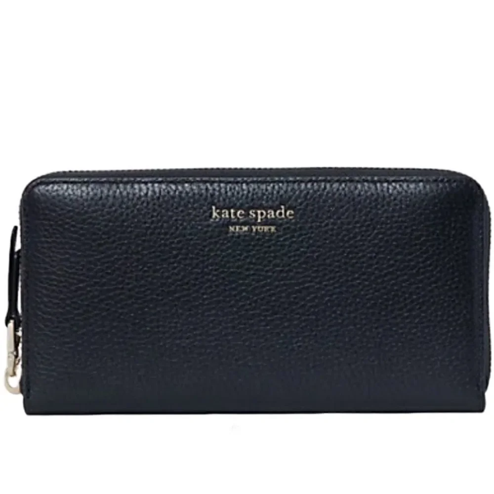 NWT Kate Spade School Essentials NY Roulette Black Zip Around Continental Wallet